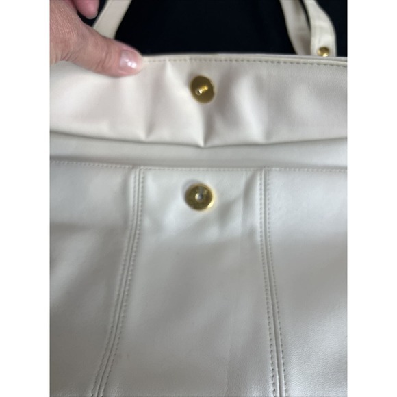 Giani Bernini Ivory Leather Handbag Shoulder Bag Purse Gold Hardware - Picture 4 of 11
